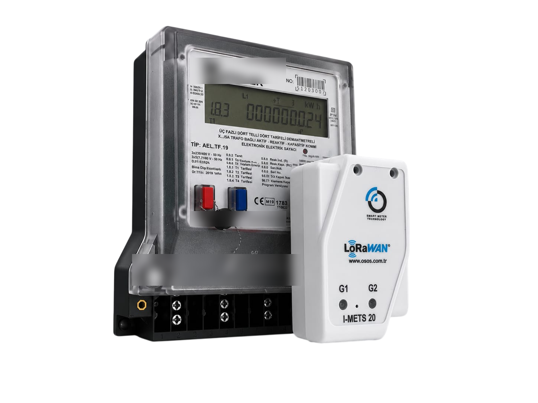 Real photo of the I-METS 20 module integrated on an electricity meter
