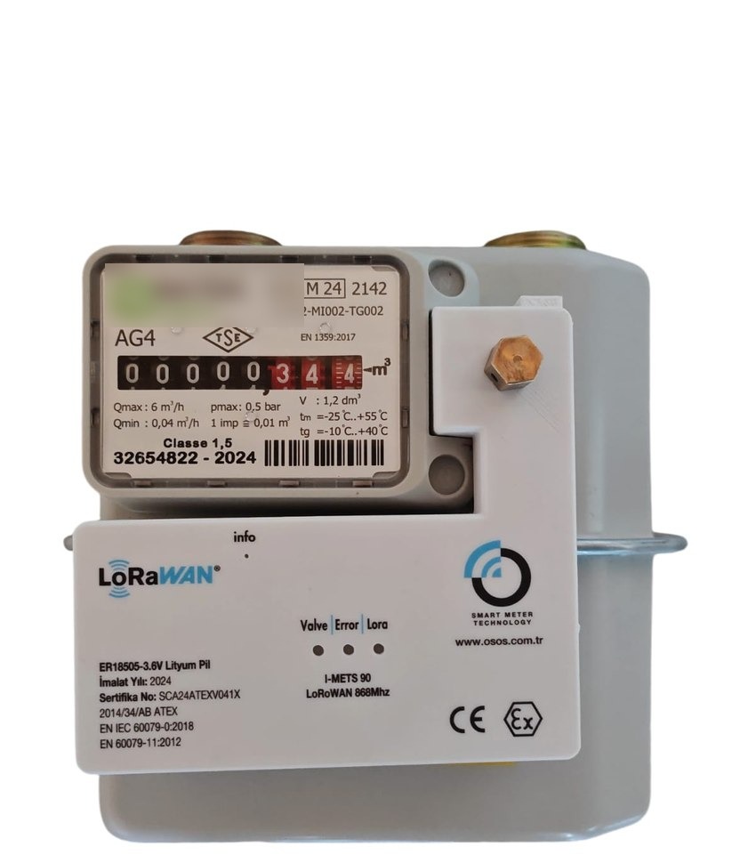 I-METS 90 LoRaWAN doğal gaz sayacı modülü, gerçek ürün fotoğrafı